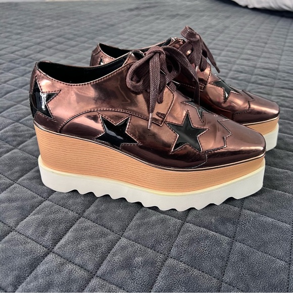 Stella McCartney Elyse Shoes Womens 5 35 Star Platform Bronze Metallic - Picture 1 of 15